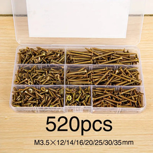 Tapping Screws M3.5 X 12-35 520pcs Color Zinc Phillips Countersunk Drywall Screw Set Metric Carbon Steel Grade A - Product Image 4