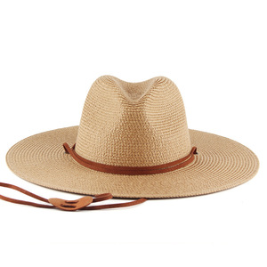 HZM-23045 été femmes paille large bord couleur personnalisée plaine hommes papier paille bande plage <span class=keywords><strong>Panama</strong></span> Fedora chapeau - Product Image 1