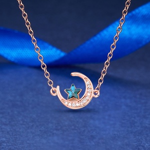 Merryshine 925 sterling silver delle donne della ragazza mezza falce di <span class=keywords><strong>luna</strong></span> e stella pendente della <span class=keywords><strong>collana</strong></span> - Product Image 4