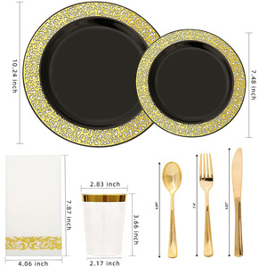 Vente en Gros Noël Lot <span class=keywords><strong>de</strong></span> 175 Pièces Fournitures <span class=keywords><strong>de</strong></span> Mariage Fête d'Anniversaire Kit <span class=keywords><strong>Vaisselle</strong></span> <span class=keywords><strong>Jetable</strong></span> Couteau Fourchette Cuillère Assiette Gobelet - Product Image 6