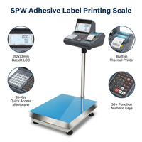 Balance de comptage industrielle de type POS avec imprimante intégrée, pour l'impression d'étiquettes de codes-barres adhésives, capacité 30-500 kg