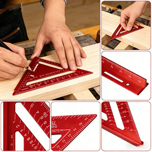 <span class=keywords><strong>Équerre</strong></span> triangulaire en alliage d'aluminium pour charpentier 90° °   45 °   Règle de marquage carrée pour charpentier, outil de travail du bois - Product Image 5
