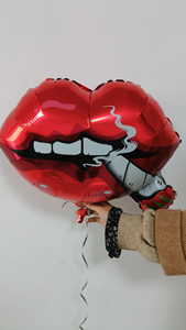 <span class=keywords><strong>Ballon</strong></span> en feuille d'aluminium à thème fumeur créatif, femme aux lèvres rouges, fournitures pour fêtes à thème dope - Product Image 3