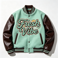 Blouson universitaire tendance 2026 de haute qualité OEM pour homme, en cuir, personnalisé avec broderie mixte et applique chenille, style bomber Letterman
