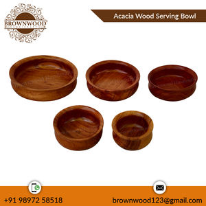 Serving <b>Bowl</b> Set of 5 Handmade Acacia Wood Bulk Quantity Manufacturer and Exporter of Wooden <b>Bowls</b> Set for Home and Catering Use - Product Image 2