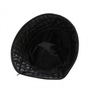 <b>Small</b> Plaid Leather Fisherman Hat Simple Art Casual Outdoor Sun Protection Distressed Custom <b>Bucket</b> Hat - Product Image 3
