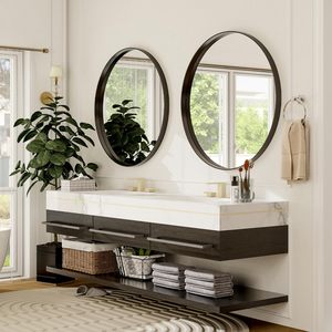 Wall Mounted 30 Round <b>Bathroom</b> Mirror with Sturdy Metal Frame Modern Design to Elevate <b>Bathroom</b> Aesthetics - Product Image 4
