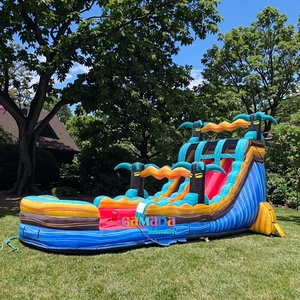 Nouvelle conception de toboggan aquatique tropical de 20 pieds, toboggans aquatiques gonflables à deux voies pour glisser avec une piscine - Product Image 3