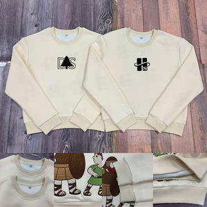 Sweat-shirt enfant surdimensionné à col rond, style basique, en molleton de coton épais, avec épaules tombantes, broderie personnalisée, vente en gros - Product Image 4