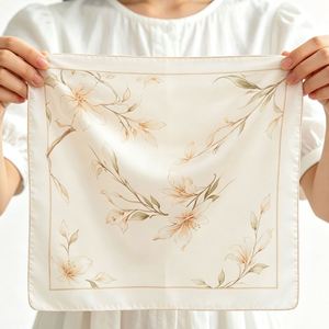 Womens Soft Lightweight Silk <b>Square</b> <b>Scarf</b>, Breathable Floral Neck Bandana, Multi Use Hair & Bag Handle Accessory - Product Image 2