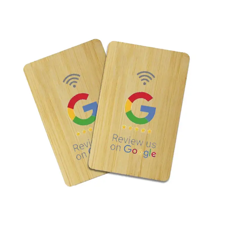 Lập trình NFC gỗ NFC RFID Google xem xét thẻ gỗ tre Instagram Facebook Google bản đồ đánh giá thẻ