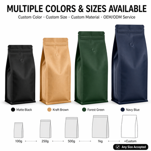 Sacchetti Personalizzati per Caffè con Zip da 12OZ 5LB 250g 500g, Design e Stampa Logo, Fondo Piatto, Grado Alimentare, per Caffè/Latte/Insalata - Product Image 2