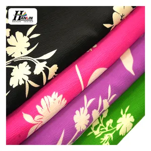 Tecido crepe floral Hanlin Tecido para mulheres vestido preto e branco poli Spandex crepe
