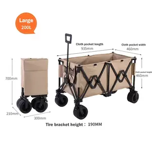 Outdoor Luxury Large Garden Park Utility Kids Portable Beach Folding Trolley Cart Camping Picnic Foldable Wagon