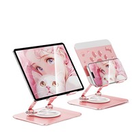 Support de téléphone/tablette de bureau en alliage d'aluminium et acier au carbone, dissipation thermique, rotation à 360 degrés, multifonction, pliable