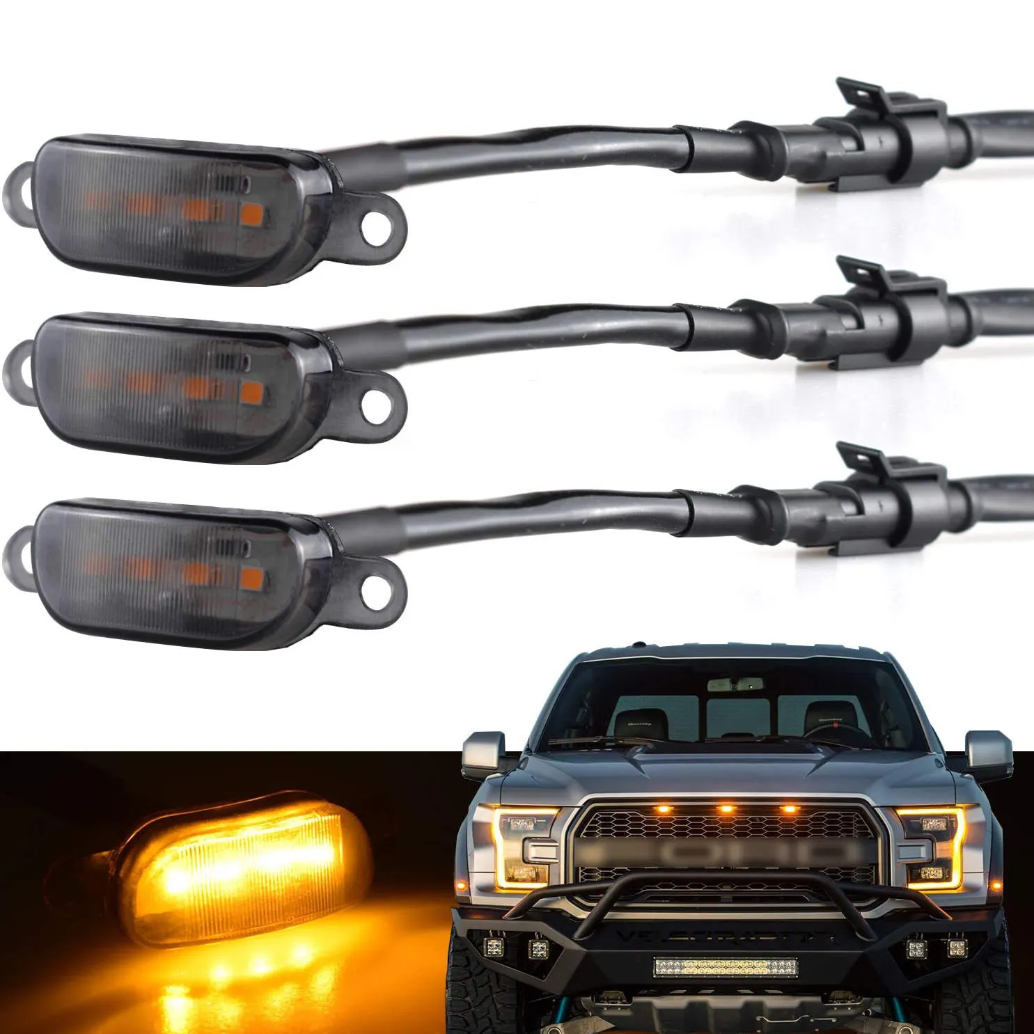 Acessórios de caminhão LED grade dianteira luz de corrida luzes marcadoras de caminhão DRL âmbar para Ford F150 Luces Paraparrilla De F150 Ford