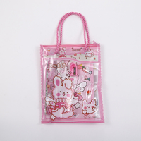 Útiles Escolares Kawaii, Juego de Papelería Portátil con Diseño de Dibujos Animados, Cuaderno, Sacapuntas, Borrador, Multicolor (Azul, Verde, Rosa, Morado)