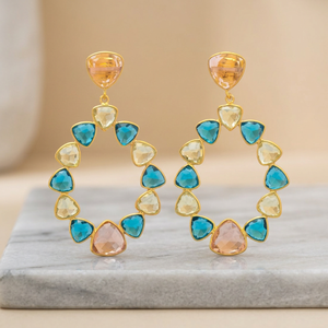 Impresionantes Pendientes Étnicos de Latón Chapado en Rodio y Oro de 24K - Product Image 3