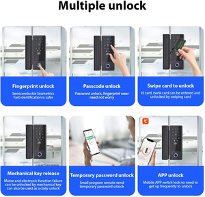 Cerradura de Seguridad para Puerta de Vidrio con Código de Contraseña, Cerradura con WiFi, Grosor de 10-12 mm, Antirrobo, Aleación de Aluminio, para Oficina, Empresa, Puerta Principal - Product Image 4
