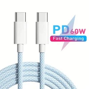 1M 2M Nylon Charger <b>Cable</b> 60W PD Quick <b>Charging</b> <b>Type</b> <b>C</b> to <b>Type</b> <b>C</b> Mobile Phone Data <b>Cable</b> for IPh 15 - Product Image 1
