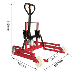 Chariot à roulettes rouges à double roue, capacité 600 kg, avec roues en plastique pour le déplacement des pneus de voiture, hauteur 1450 mm - Product Image 6