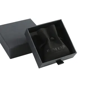 Siyah küçük hediye İpli takı çantaları ile özel logolu saat kolye takı kılıfı