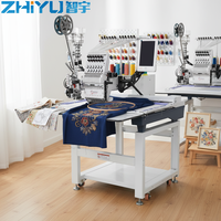 ZHIYU Nouvelle Machine à Broderie Plate et Casquettes Informatisée à Tête Unique 12 Aiguilles pour Perles et Paillettes, Haute Qualité, Haute Vitesse