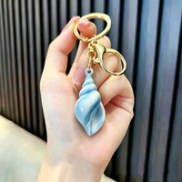 Porte-clés en acrylique en forme de coquillage, dégradé irisé, thème océan, vente en gros