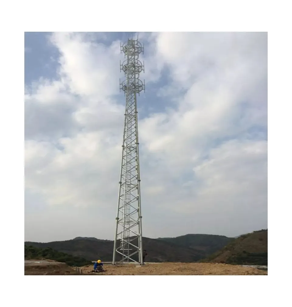 Palo tubolare d'acciaio della torre delle telecomunicazioni del reticolo d'acciaio dell'angolo di comunicazione del tubo singolo galvanizzato della torre dell'antenna