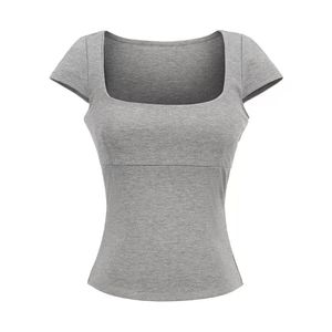 Combinaison T-shirt moulante en polyester à col carré pour femme – Collection été - Product Image 4