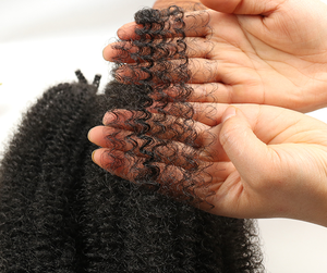 Afro Kinky Spring <span class=keywords><strong>Twist</strong></span> Marley kepang Kuba sintetis keriting <span class=keywords><strong>Crochet</strong></span> memutar rambut kepang pre-fluffed musim semi rambut Putar - Product Image 3