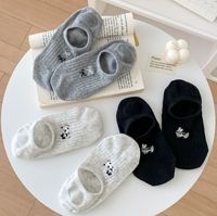 Chaussettes basses décontractées en coton fin et invisible pour femme, gris tendance, style Instagram, avec détail nœud, antidérapantes