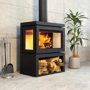 Caminetto Moderno in Acciaio a Legna, Stufa Autonoma da Interno con Fiamma Reale e Controllo Termostatico per Riscaldamento Domestico - Product Image 2