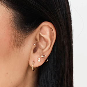 CANNER Fashion Simple S925 Argent Sterling Design Courbe Exquis Lisse 0.9g Clou de piercing à dos plat en fil de zircon rhodié - Product Image 6