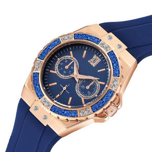 <span class=keywords><strong>Orologio</strong></span> Cronografo Sportivo da <span class=keywords><strong>Donna</strong></span> Blues 36mm in Oro Rosa con Diamanti e Cinturino <span class=keywords><strong>Blu</strong></span> - Product Image 1