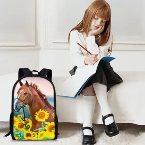 <strong>Horse</strong> Pattern 3D Cartoon Polyester <strong>Backpack</strong> for Boys and Girls 20-35L School Bag - Product Image 5