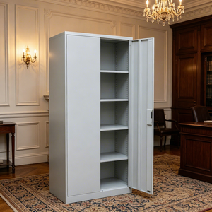 Armoire de rangement métallique moderne à 2 portes, 4 étagères, en acier durable, idéale pour le bureau, la maison, la chambre ou l'entrepôt – Meilleure vente - Product Image 5