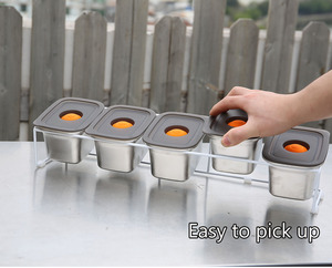 Station de Garniture pour Petites Pizzas avec Plusieurs Compartiments en Acier Inoxydable de Qualité Alimentaire pour <span class=keywords><strong>Sauce</strong></span> d'Assaisonnement - Product Image 3