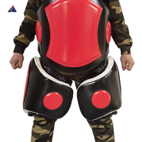 Ensemble de protections de cuisses et de ventre pour Muay Thai, noir et rouge, protection corporelle pour entraîneur de kickboxing MMA, en cuir PU et mousse haute densité