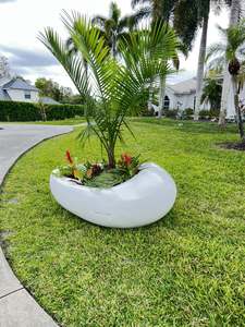 داخلي/خارجي 3-في-1 الألياف الزجاجية الخشب الحبوب نظرة مجموعة اناء الزهور حفرة الصرف الصحي لديكور حديقة المنزل خفيفة الوزن - Product Image 5