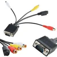 Black VGAにS-Video RCA AV Coaxial Composite Adapter Converter Cable