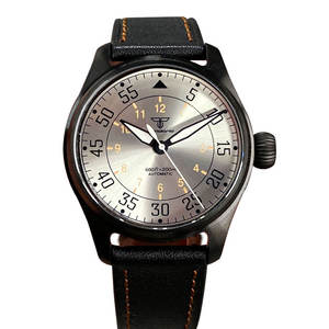 39 毫米 Tandorio <span class=keywords><strong>Pilot</strong></span> NH35 潜水豪华手表男士太阳纹银色 20 巴防水运动时钟蓝宝石玻璃卡其色表带 - Product Image 1