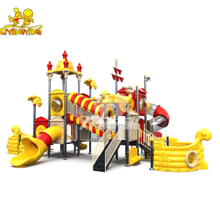 Brand new kids games equipment children module large kindergarten slides plastic playground outdoor water