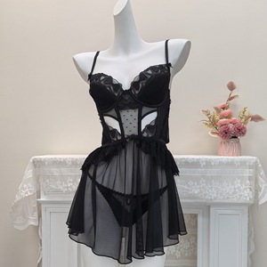 YCH Ingrosso Lingerie Semitrasparente di Alta Gamma con Imbottiture sul Seno, Camicia da Notte Sexy Rossa per Donne - Product Image 4