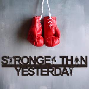 Art mural de motivation pour salle de sport « Plus fort que <span class=keywords><strong>hier</strong></span> », décoration murale pour salle de sport à domicile, plaque métallique, décoration pour salle d'entraînement, cadeaux de fêtes - Product Image 3