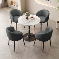 Ensemble Table et Tabourets de Salle à Manger Moderne Haute Ronde en Marbre Céramique avec Base Métallique pour Cuisine - Vente en Gros