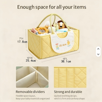 Organisateur de chambre d'enfant élégant à imprimé floral, panier à couches matelassé en polyester, grande capacité, panier à couches portable pour les soins de bébé