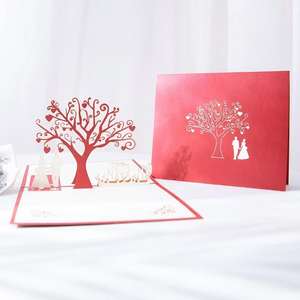Carte cadeau en papier romantique personnalisée pour la Saint-Valentin, invitation <span class=keywords><strong>de</strong></span> <span class=keywords><strong>mariage</strong></span> rouge, carte <span class=keywords><strong>de</strong></span> vœux 3D pop-up pour anniversaire, couple sous un arbre en forme <span class=keywords><strong>de</strong></span> cœur - Product Image 2