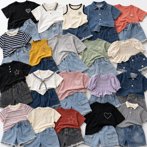 Ensemble haut et jean en denim pour l'été, garçons et filles, tenue deux pièces pour enfants, styles variés, vente en gros, tailles assorties - Product Image 2