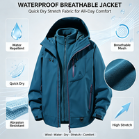 Vente en gros d'usine, logo personnalisé, veste 3 en 1 pour couple, unisexe, Yama Outdoor, veste de randonnée imperméable et coupe-vent détachable, OEM